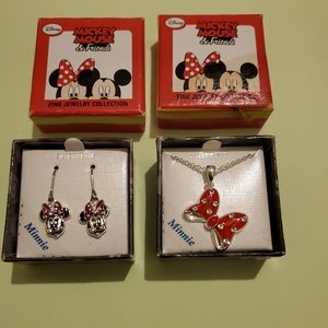 Minnie Mouse Earrings and Necklace